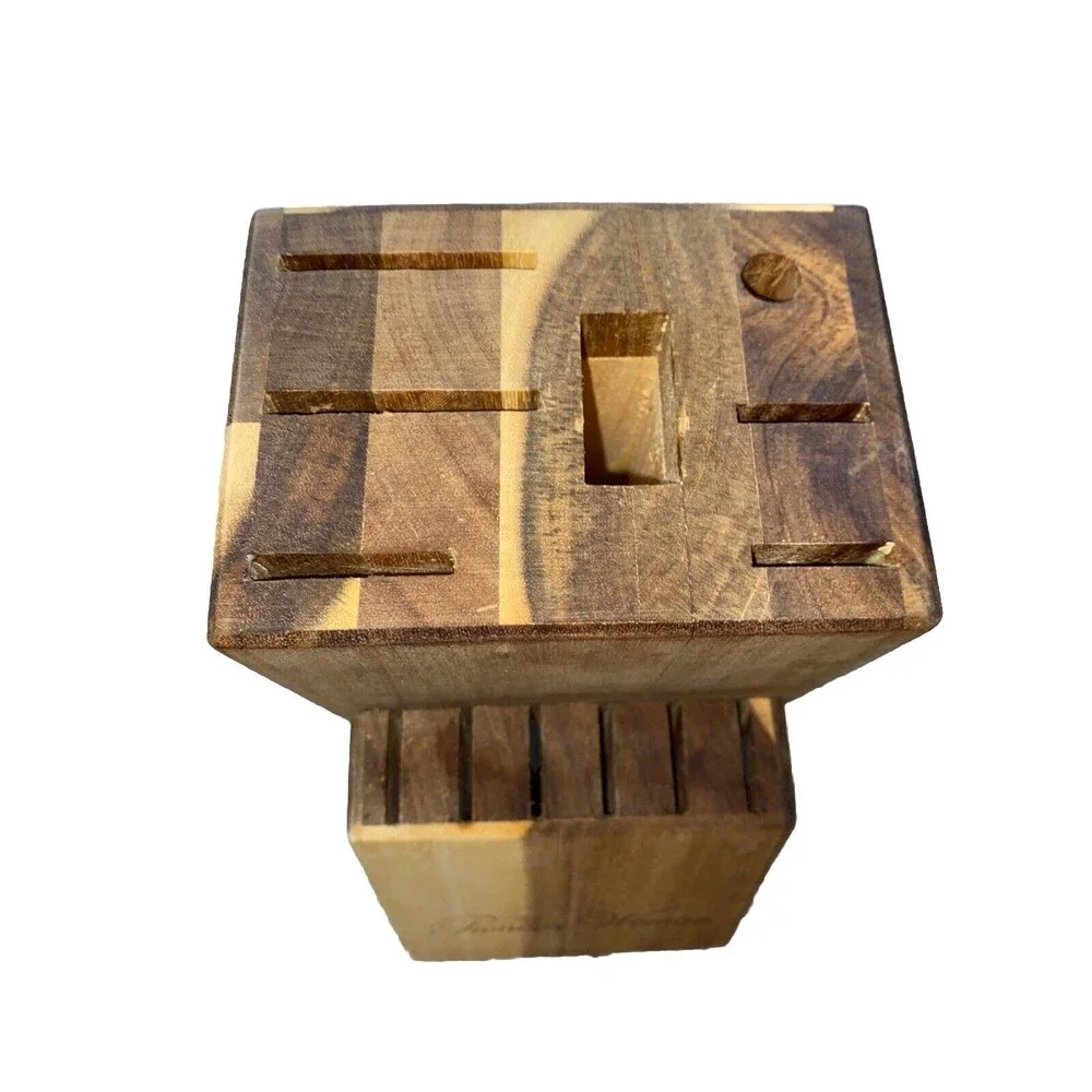 PIONEER WOMAN,Rustic Kitchen Knife WOOD BLOCK, 13 Slot Knife Holder,Block Only